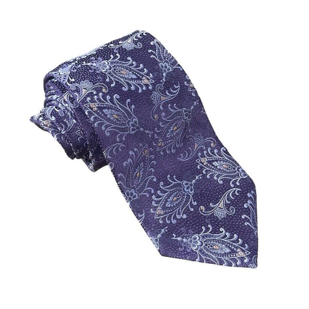 NEW Valentino Modern Silk Neck Tie Italy Made Paisley Purple Men